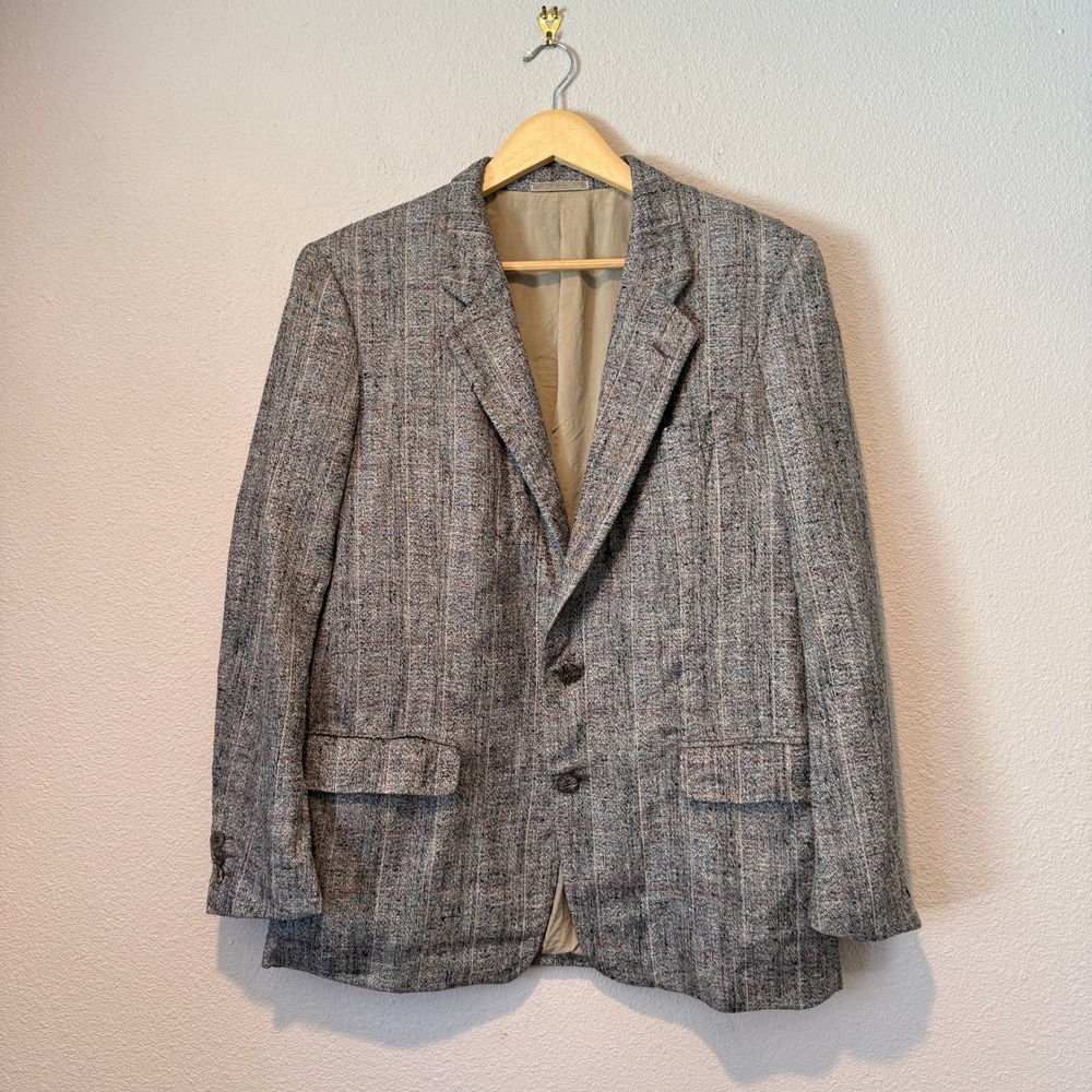 Corneliani 100% Silk Blazer Mens 42 Grey Textured Stripe Sport Coat Italy Dorman